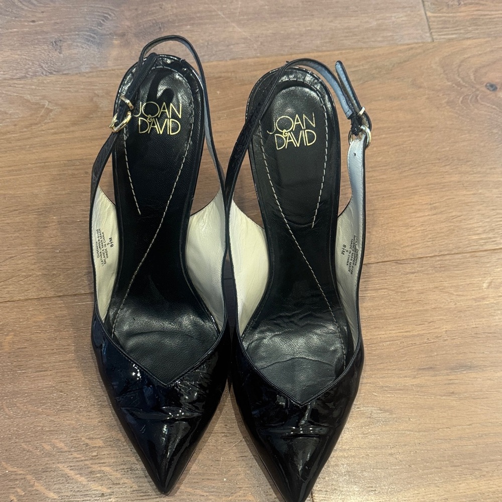 Joan & David Black Patent Leather Slingback Heels